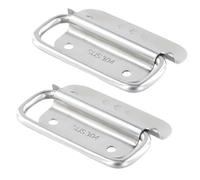 volumoon 2Pcs Metal Folding Handle, Chest Box Handles, Stainless Steel Pull Handle, Luggage Hardware Box Handle, for Storage Boxes Toolbox Replacement, Silver