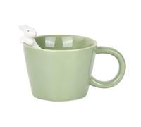 volumoon 3D Animal Coffee Mug Rabbit, cute bunny mugs, kawaii coffee mug, tea cup cute, Mother's Day Easter Halloween Xmas Gifts for Her Wife Mum Grandma Boyfriend Girl Teacher Friend, Birthday, Green