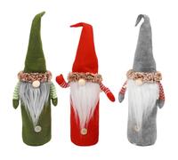 Volumoon 3Pcs Christmas Wine Cover Set - Gnomes & Santa Claus Bottle Bags with Drawstring for Party Decor