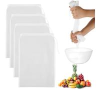 volumoon 4 Pack 200 Mesh Nylon Straining Bag, Nut Milk Bag, Food Strainer, Cheese Cloth for Straining, Brew Bags, Milk Strainer, Colander for Nut Milk, Yogurt, Juice, Tea, Cold Brew, 20x30CM