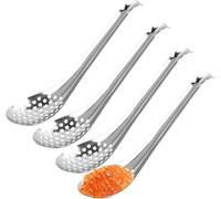 Volumoon 4pcs Caviar Spoons, Stainless Steel Spherification Spoons, Small Slotted Spoon, Serving Spoon, Perforated Cooking Spoon, Olive Spoon for Home Restaurant Caviar Serving Egg Serving