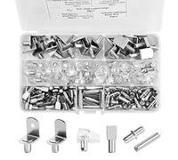volumoon 5 mm Shelf Support Peg, 160PCS Shelf Pins, Wardrobe Shelf Pegs, Shelf Support Stud pegs, Pin Bracket Stainless Steel, Clear pin Shelf Supports for Shelves Cabinets Brackets Furniture Kitchen
