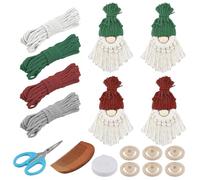 Volumoon 6 Set DIY Santa Claus Cord Kit, Macrame Beginner Set with Instruction for Adult DIY Gnomes Santa Claus, Ornaments Macrame Santa Claus for Christmas Tree Hanging,Xmas Gifts for Home Decoration