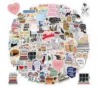Volumoon Book Stickers, 100Pcs Reading Stickers, Aesthetic Waterproof Self Adhesive Vinyl Stickers for Scrapbook, Water Bottles, Book, Laptop, Skateboard, Aesthetic Stickers