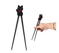 Volumoon Chopsticks, Cute Lucky Cat Chopsticks, Non-Slip, Reusable, Training, Personalised for Ramen Asian Tableware (Black)