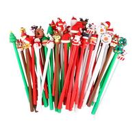 Volumoon Christmas Pens Set, 50pcs Cartoon Santa Reindeer Christmas Tree Gel Ink Pens, Party Favor Gift School Office Family Stationery Supply Party Bag Filler