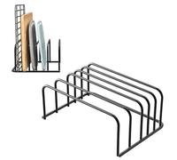 volumoon Cutting Board Storage Rack, 2 PCS Kitchen Bakeware Organiser, Steel Baking Tray Storage Rack for Cooling Rack, Metal Countertop Organizer for Baking Net, Dinnerware, Pan Lids (Black)