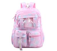 Volumoon Girls School Backpack - Large Cute Colorful Waterproof Kawaii Lightweight Bag for Primary Age 6-12, Multi Pockets, 30 x 18 x 45 cm (Pink)