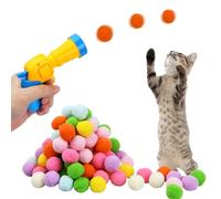 Volumoon Interactive Cat Toys, Cat Ball Toy Launcher with 100pcs Soft Pom Pom Balls, Silent Indoor Cat Exercise & Training Chasing Playing