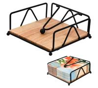 Volumoon Metal Napkin Holder, Tissue Dispenser with Weighted Arm, Square Napkin Holder for Table, Tissue Holder for Dining Table, Napkin Rack for Kitchen Restaurant Bar (Black)