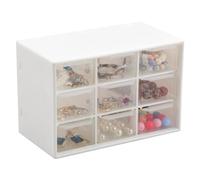 Volumoon Mini Plastic Drawer Organiser, 9-Drawer Storage Containers Small Storage Drawers Box, Clear & White Desk Organise, Craft Drawers for Office Tools, Sewing & Craft Supplies, Accessories