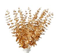 volumoon Pack of 20 Artificial Eucalyptus Branches, 38 cm Gold Eucalyptus Plants Leaves Decoration, Eucalyptus Leaves Decoration, Artificial Plants Eucalyptus Stem for Wedding Parties, Flower