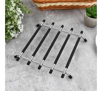 Volumoon Trivets - Black Stainless Steel Heat Resistant Silicone Non-Slip Pot Holders for Kitchen Worktops & Dining Table