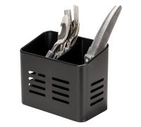 Volumoon Utensil Holder, Cutlery Basket, Cutlery Basket, Stainless Steel, Cutlery Drainer with 2 Compartments, Worktop Cutlery Drying Holder for Spoons, Spatulas, Forks, Worktop (Black)