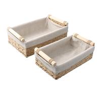 Volumoon Woven Storage Baskets, Set of 2 Wicker Baskets Bins with Removable Liners, Lightweight and Durable, Woven Wicker Storage Baskets, for Home, Living Room, Bathroom, or Kitchen