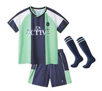 Volunboy Boys 3pcs Football Jersey Kit, Quick-Dry Active Sports Set for Fan Gift, Match & Training, 3-8Y (Tag Size 140,7-8 Years,Navy)