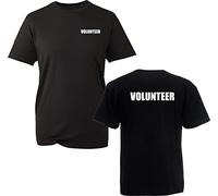 Volunteer Print T-Shirt Non-Paid Worker Local Faith Organizations Empolyee Work Wear Uniform Adult Unisex Tee Top (Black, M)