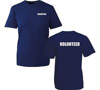 Volunteer Print T-Shirt Non-Paid Worker Local Faith Organizations Empolyee Work Wear Uniform Adult Unisex Tee Top (Navy, XL)