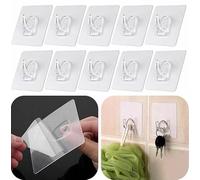 Volunx 10 PCS Heavy Duty self Adhesive Clear Hooks Clear Waterproof 15kg 33lb Plastic Strong Sticky Hook for Bathroom Kitchen Wall Door Metal, Tiles, Wood, Ceramic to Make Garland