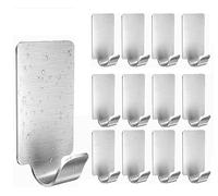 Volunx 12 PCS Heavy Duty Stainless Steal self Adhesive Clear Hooks Clear Waterproof Plastic Strong Sticky Hook for Bathroom Kitchen Wall Door Metal, Tiles, Wood, Ceramic