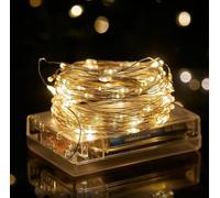 Volunx Battery LED String 1/3/5/10m Fairy Lights Decorative Fairy Battery Powered String Lights Wedding Christmas Warm White (3m/9.84ft 30LED)