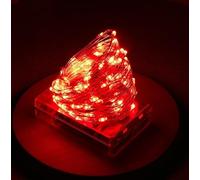 Volunx Battery LED String 1/3/5/10m Fairy Lights Decorative Fairy Battery Powered String Lights Wedding Christmas Red (10m/32.82ft 100LED)