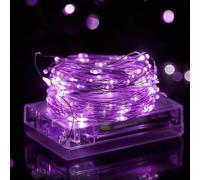 Volunx Battery LED String 1/3/5/10m Fairy Lights Decorative Fairy Battery Powered String Lights Wedding Christmas Purple (10m/32.82ft 100LED)