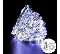 Volunx Fairy Lights Cold White 2/5/10m Copper USB Plug in, White Warm 8 Modes Copper Wire String Lights Remote Timer, Twinkle Firefly Bedroom Party Night Room Decorations Xmas (2m / 20LED)