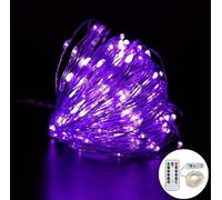 Volunx USB Purple Fairy Lights 2/5/10m Copper USB Plug in, String Light 8 Modes Copper Wire String Lights Remote Timer, Twinkle Firefly Bedroom Party Night Room Decorations Xmas (10m / 100LED)