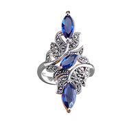 VOLURE Finger Joint Ring Toe Ring Rings Blue Artificial Flower Diamond Ring Elegant Rhinestone Ring for Women Fashion Full Diamond Zircon Rings for Women Size 5-12 Folding Rings, Agate