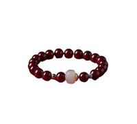 VOLURE Thoughtful Gift,Amulet innabar Crystal Stone Bracelet Hetian Jade Lotus Bead Crystal 8mm Stretchy Beaded Gemstone Bracelet Talisman for Good Luck,Red Bracelets Cinnabar, One Size, 8mm, Agate