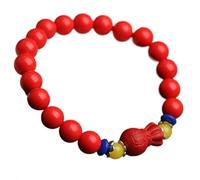 VOLURE Thoughtful Gift,Cinnabar Amulet Red Pixiu Bracelet Money Bag Fish Lotus Cinnabar Chakra Balancing Beaded Bracelet Crystal Attract Money Good Luck (Color : 6) (Color : 8) Cinnabar, One Size