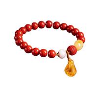 VOLURE Thoughtful Gift,innabar Fei Cui Amber Lucky Lotus Seed Pod Charm Pendant Multi Gem 8mm Beaded Elastic Bracelet Spiritual Talisman for Longevity Wealth Luck Prosperity Cinnabar