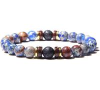 VOLURE Thoughtful Gift,Men Bracelet Stone Beads Bracelet Mens Lava Stone Bracelet for Women Wood Bead Accessories Jewelry Homme,Imperial Stone,23cm Crystal, One Size, Plastic, Agate