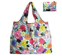 VOLURE Washable Grocery Shopping Bags, 5 pcs Large Foldable Shopping Bag Reusable Multicolor Grocery Tear Proof Polyester(Color3)