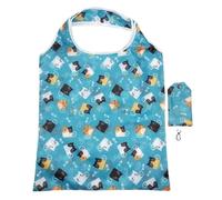 VOLURE Washable Grocery Shopping Bags, 5 Pcs Printed Polyester Foldable Shoulder Shopping Bag Multicolor(Color4)