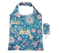 VOLURE Washable Grocery Shopping Bags, 5 Pcs Printed Polyester Foldable Shoulder Shopping Bag Multicolor(Color2)