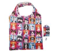 VOLURE Washable Grocery Shopping Bags, 5 Pcs Printed Polyester Foldable Shoulder Shopping Bag Multicolor(Color3)
