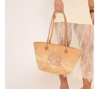 Volvic Swirl Detail Beach Bag In Beige Woven, Women's Size UK One Size