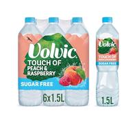 Volvic Touch of Fruit Sugar Free Peach & Raspberry Vitality Flavoured Water, 6x1.5L