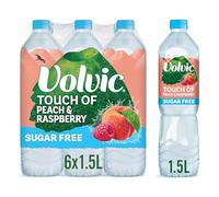 Volvic Touch of Fruit Sugar Free Peach & Raspberry Vitality Flavoured Water, 6x1.5L