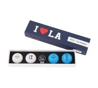 Volvik City LA Pack - 4 Vivid Balls Pack (2 White & 2 Blue) with a Clip Ball Marker