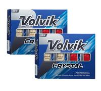 Volvik Crystal 3-Piece Premium Color Golf Balls 2 Dozen (24 Balls) - Mixed Color (White, Red)