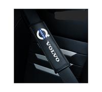 (Volvo) 2PCS Black Car Seat Belt Real-Leather Shoulder Pads Cushion