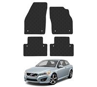 Volvo C30 (2007-2013) [Manual] Rubber Car Mats Accessories Tailored Fit Compatible Accessory Waterproof Protection Non-Slip Floor Mats Full Coverage Durable Front Rear Set Coverage with Clips