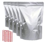 VOLWCO 50Pcs Reusable Mylar Bags, Aluminum Foil Heat Sealable & Resealable with Zip Top, Stand Up, Laminated Construction, Silver, 21x31cm (8.2x12.2In)