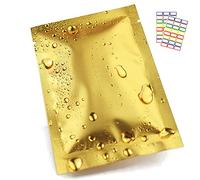 VOLWCO Mylar Bags for Food Storage Aluminum Foil Mylar Thick Large Mylar Bags Food Storage Pouches for Herbs Spices Coffee Beans Wheat Grain 100 Pack Open Top, Gold(12x18cm)