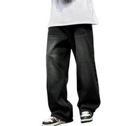VOLYMOON Men's Vintage Hip Hop Style Baggy Skater Jeans Denim Loose Fit Dance Skateboard Pants, Skateboard Pants-2, Small