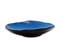 VOMANA Ceramic Decorative Dish, Blue Pottery Fruit Bowl, Porcelain Versatile Centerpiece Decor Dish, Accent Tray with Blue Glaze for Gift Decor Entryway Living Room Dining Table (10'' Dish)