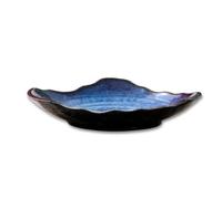 VOMANA Ceramic Decorative Dish, Large Blue Pottery Decorative Bowl, Porcelain Centerpiece Tray, Key Bowl, Gift Decor Tray for Tabletop Entryway Table Living Room Dining(12'' Dish)